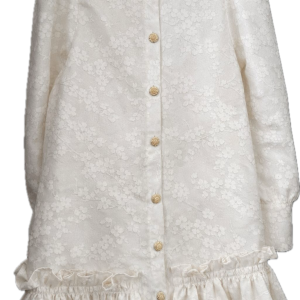 Vestido mini Josefina brocado blanco roto